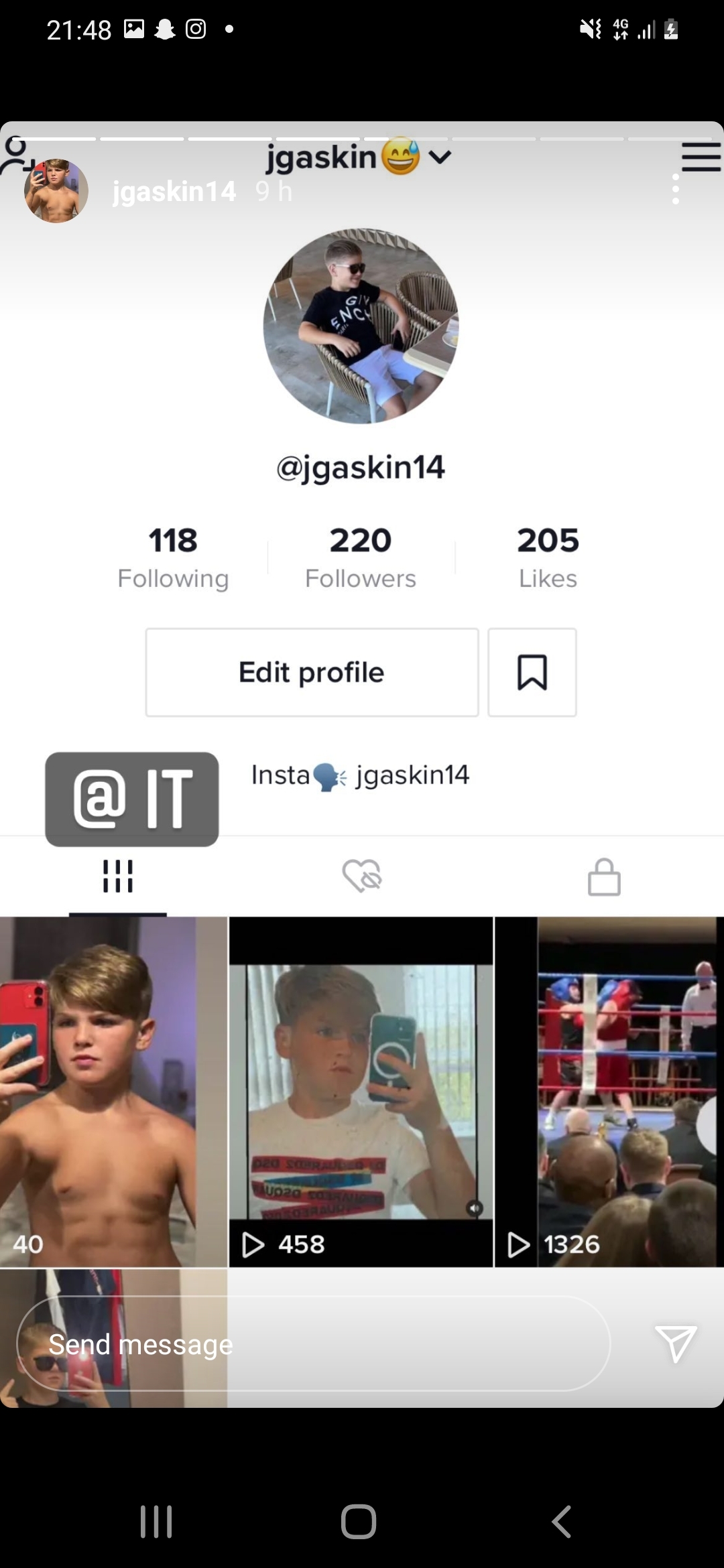 Insta Johnny Gaskin topless