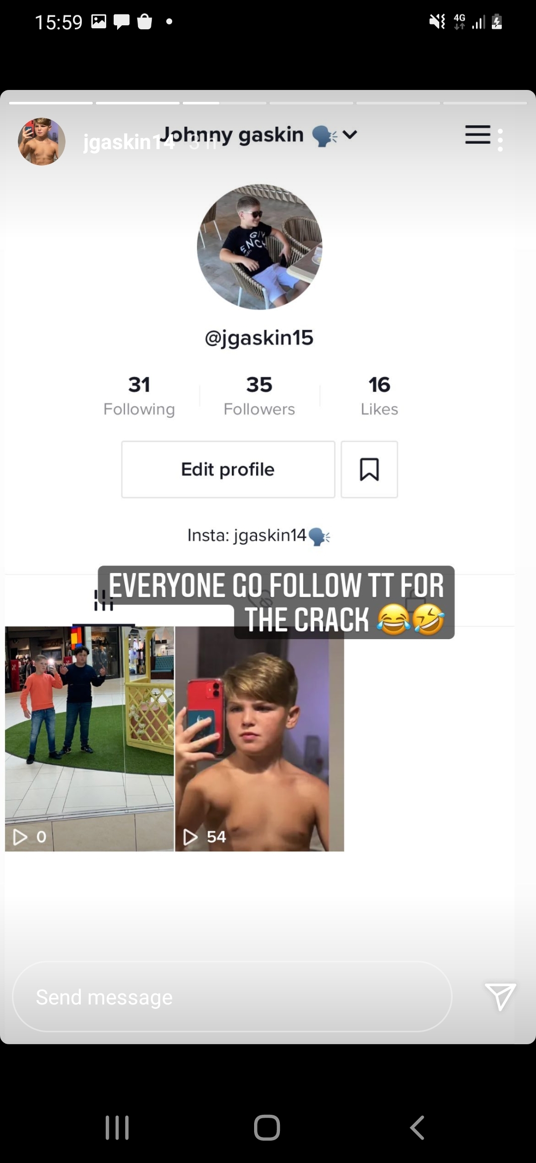 Insta Johnny Gaskin topless