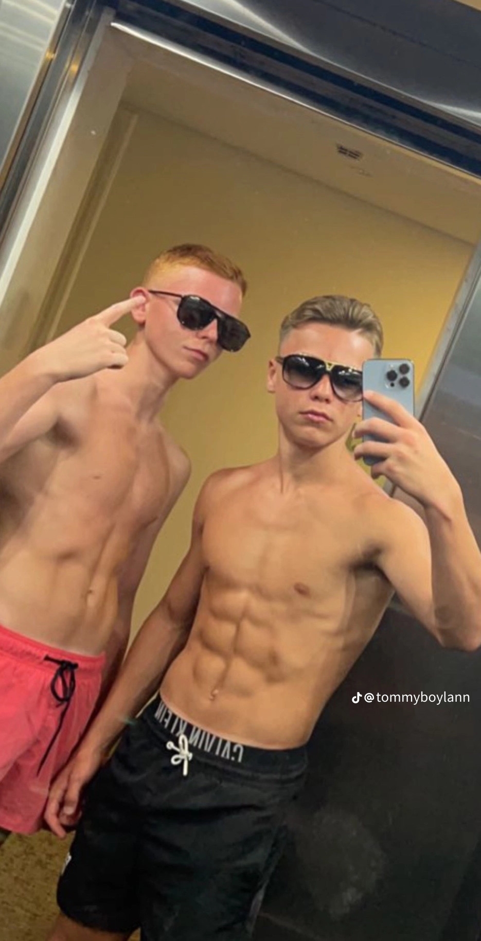 Shirtless sports lads