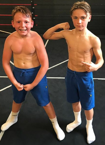 Shirtless sports lads