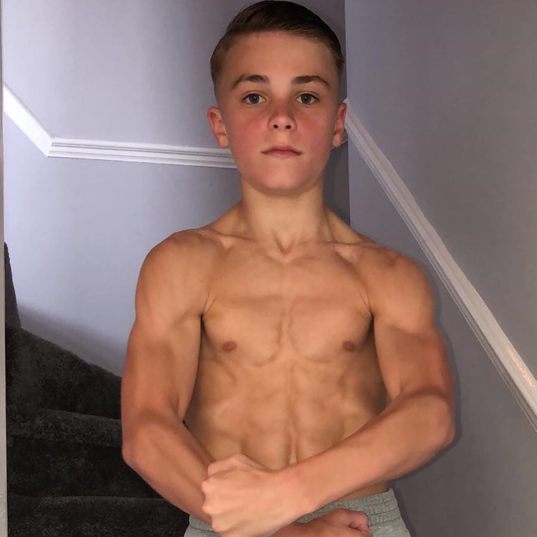 Shirtless sports lads