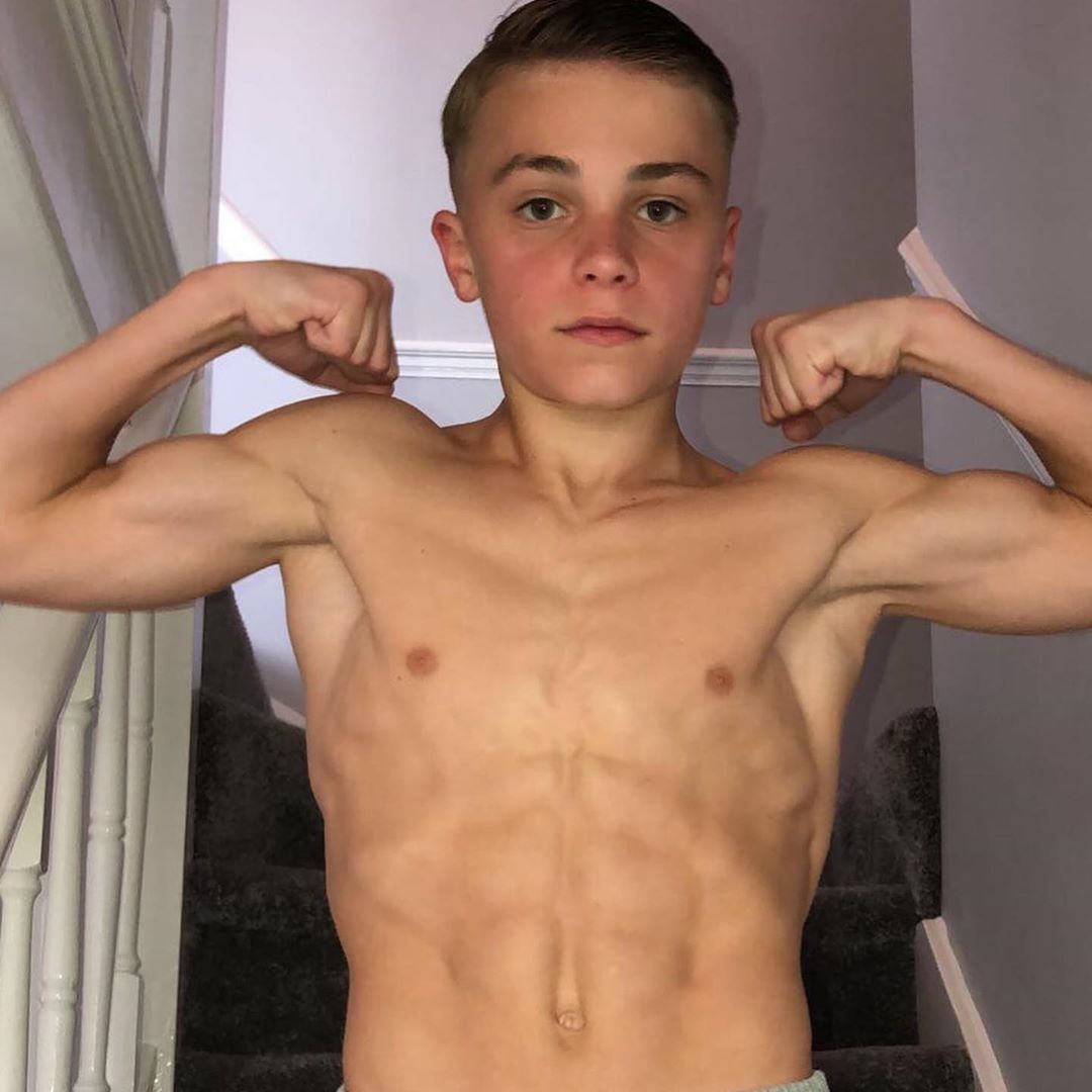 Shirtless sports lads