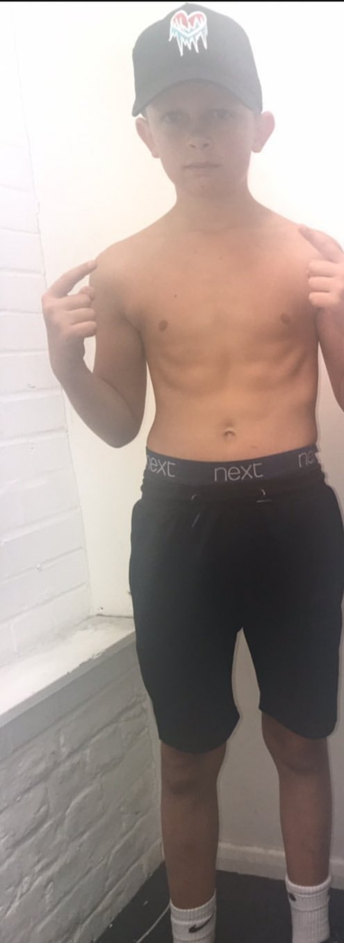Shirtless sports lads