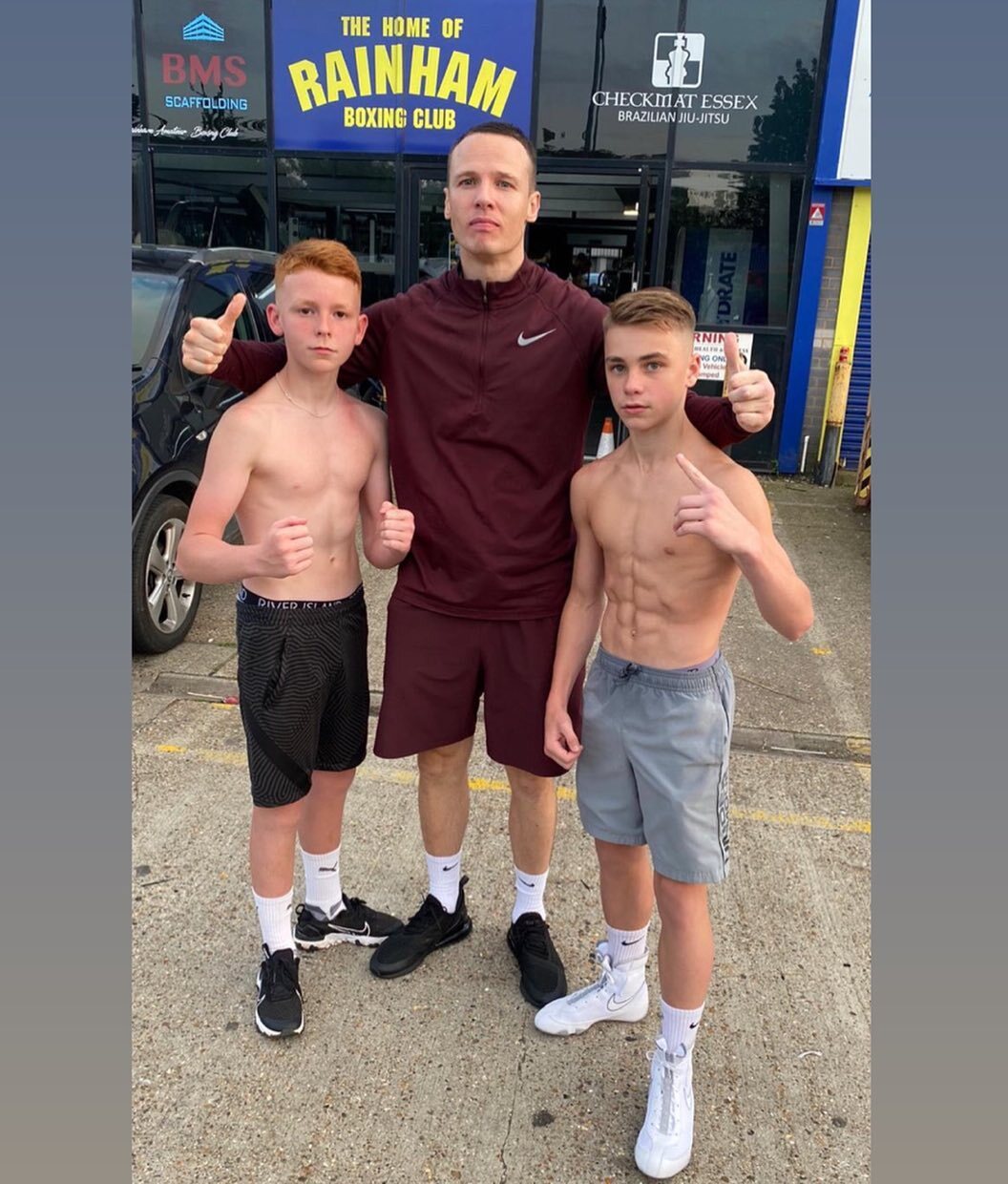 Shirtless sports lads