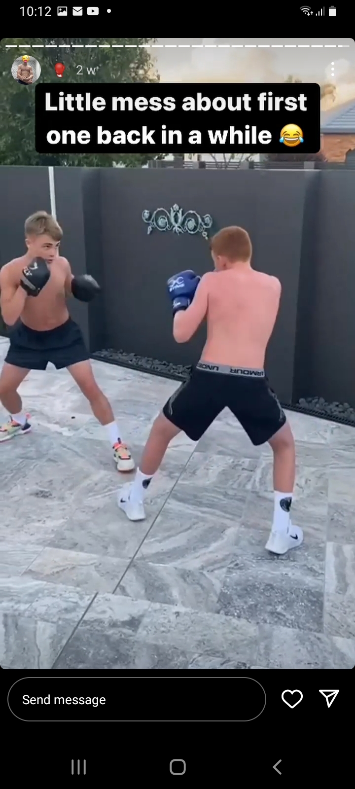 Shirtless sports lads
