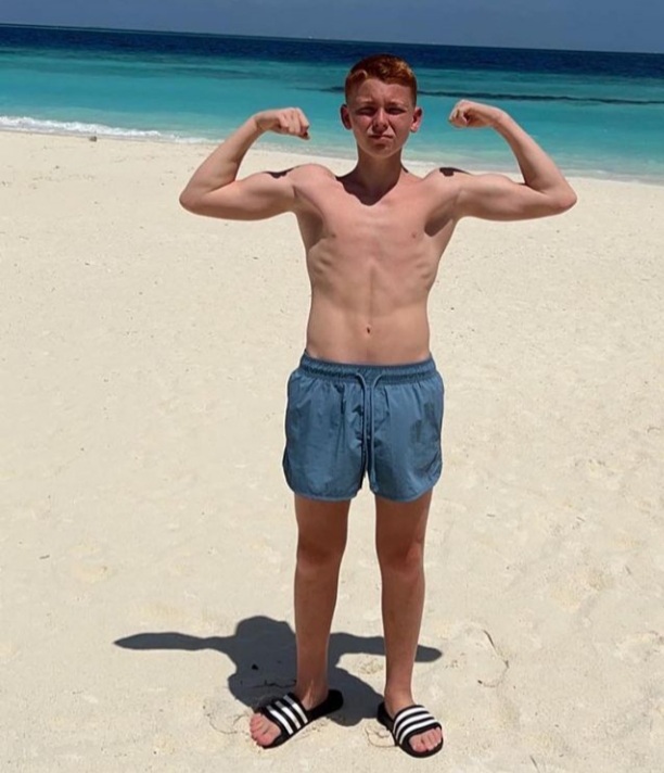 Shirtless sports lads