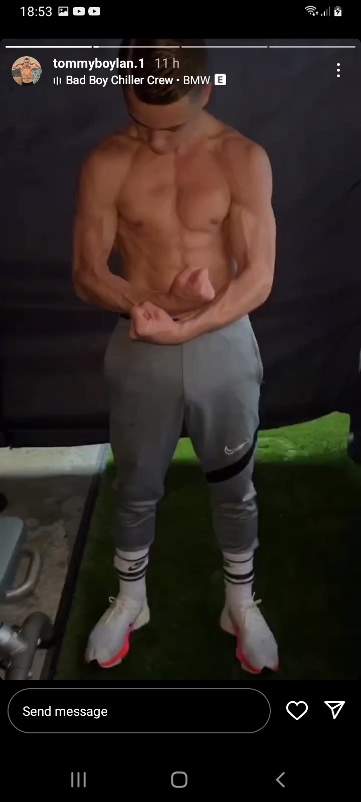 Shirtless sports lads