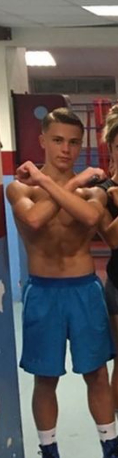 Shirtless sports lads