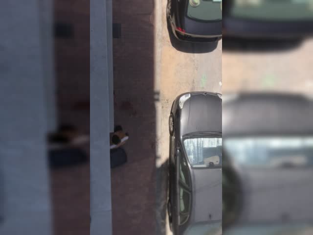 Asesino yugoslavo aparcando coche acosando vecina